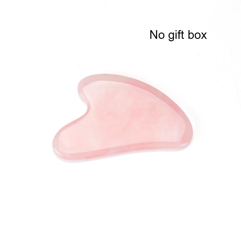 Розовый КВАРЦЕВЫЙ нефритовый ролик Guasha бесшумный двойной массажер для лица Подарочная коробка для крема для лица антицеллюлитный против морщин - Цвет: No box