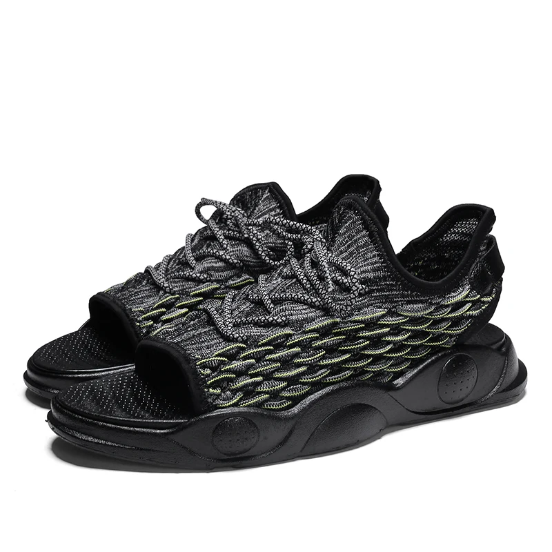 Новая Летняя мужская обувь, сандали пляжные шлепанцы Flyknitting мужские кроссовки 9908 модные Для мужчин Zuecos Sandalias Мужская обувь размеры 39–44