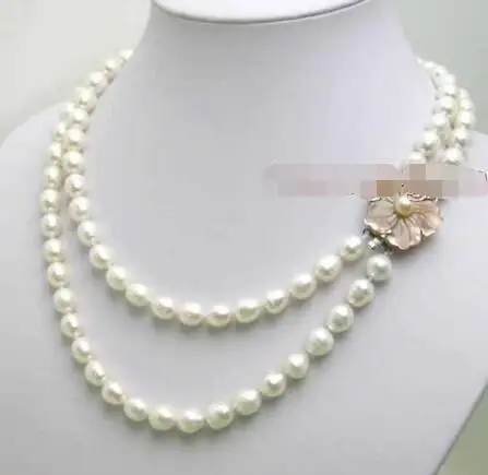 

Free Shipping >>>>>SALE 6-7MM Rice WHITE Natural freshwater PEARL 17-18" 2 strands NECKLACE