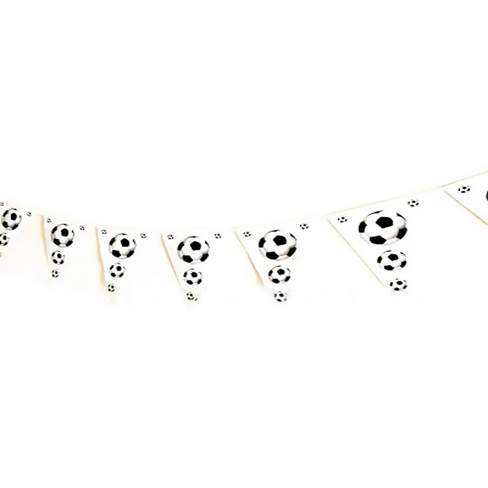 

1 Strand Soccer Triangle Pennant Banner For Soccer Party Supplies Soccer Theme Birthday Party Decorations (Black White) Football