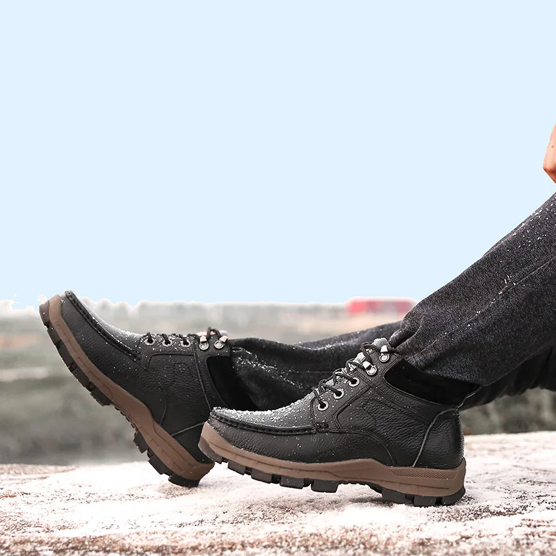 

Winter Brand Big Size Men Shoes Boots Genuine Leather Warm Snow Boots Casual Men Motorcycle Boots Botas Hombre HH-088