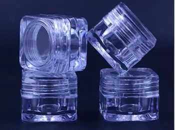 

50pcs/Lot 5g Acrylic Clear Jars For Makeup Refillable Bottle Eye Showdown Cream Square Jars Containers