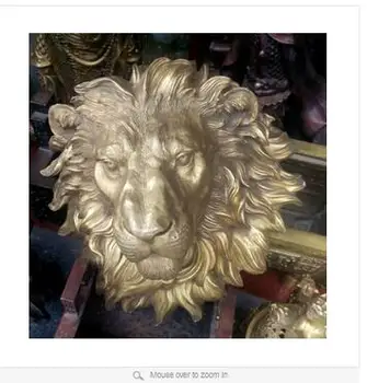 

Art Bronze home decoration Folk Culture Brass Height 17 * 17.8 * 9.3 inch carvings fierce beast of prey lion head figurine