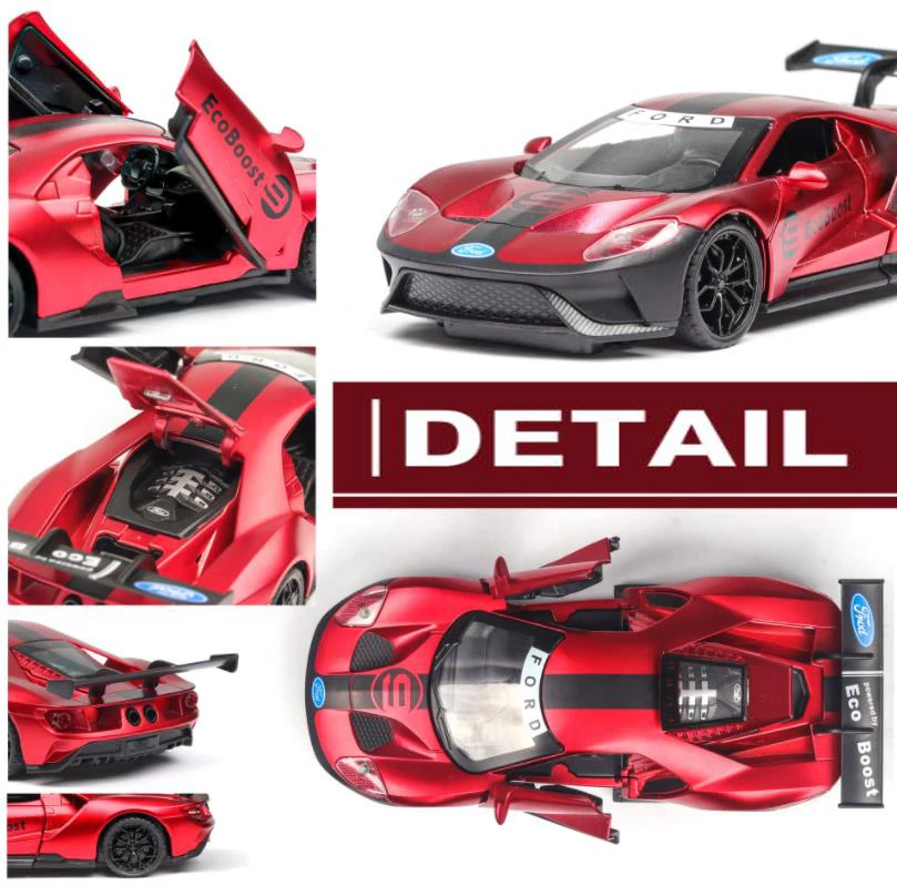 1:32 классическая модель автомобиля Ford GT Diecasts & Toy со звуком и светильник коллекция