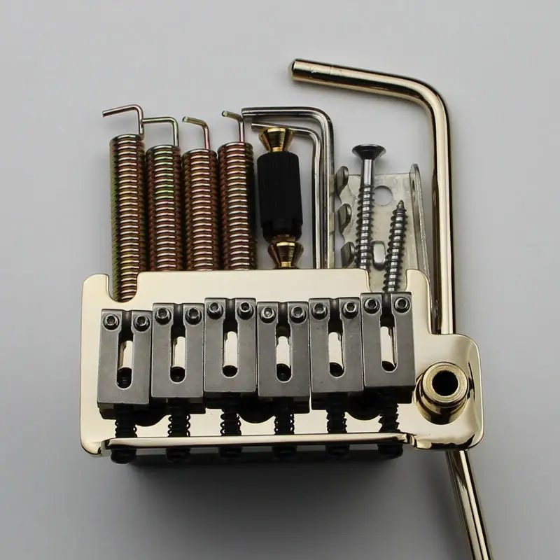 

Double swing tremolo electric guitar 6 string board double swing bridge Stainless Steel Saddles & Block BS184 Gold