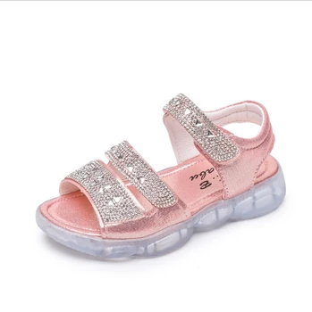 

Girls Diamond Princess Sandals Big Boy Open Toe Sandals Jelly Transparent Bear kids Shoes