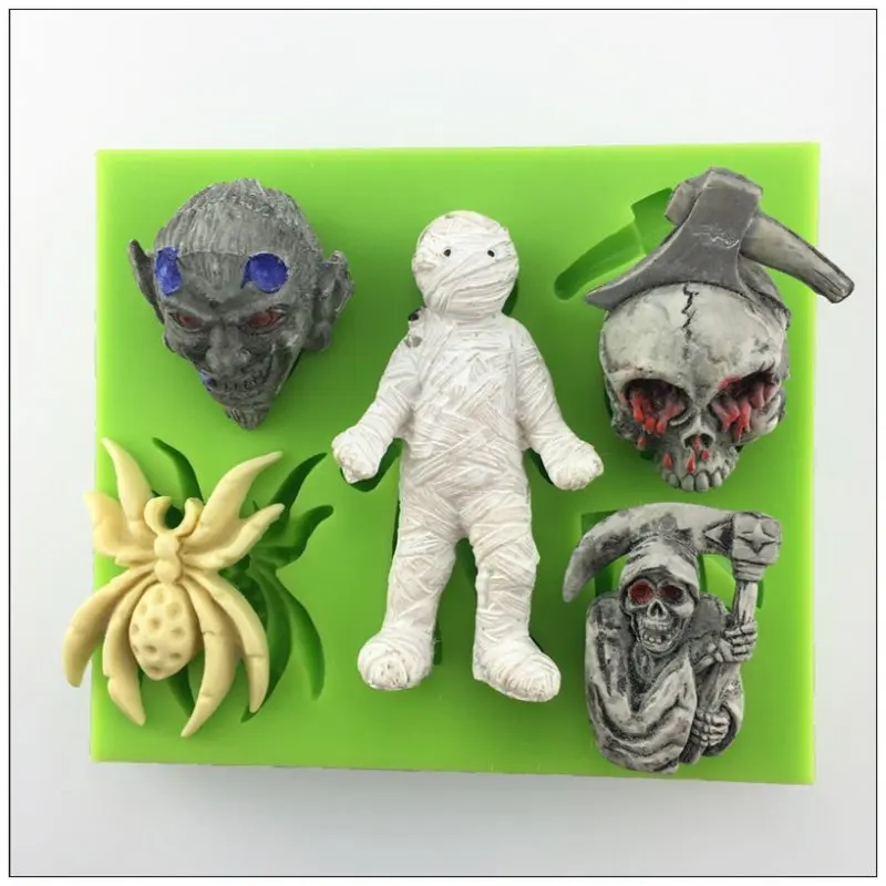 New Arrival Halloween Mummy Spider Design Silicone Mold for Party Cake Fondant Decoration Tools Baking | Дом и сад