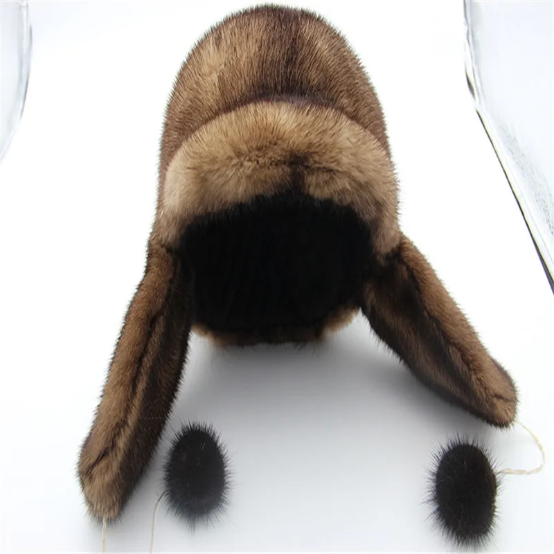 

2019 new super warm autumn and winter men's mink fur hat earmuffs outdoor Lei Feng hat