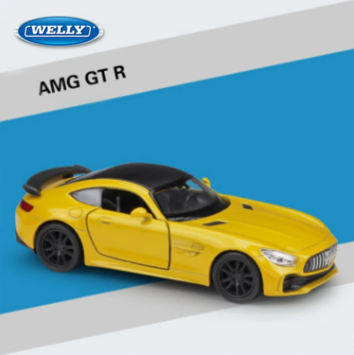 

WELLY 1:36 AMG GT R Sports Car Alloy Diecast Car Model Toy With Pull Back For Children Gifts Toy Collection Free Shipping