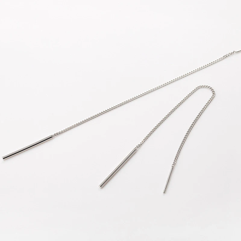 INZATT Trendy Real 925 Sterling Silver Dangle Drop Earrings Minimalist Long Tassel Chain Fine Jewelry For Women Gift