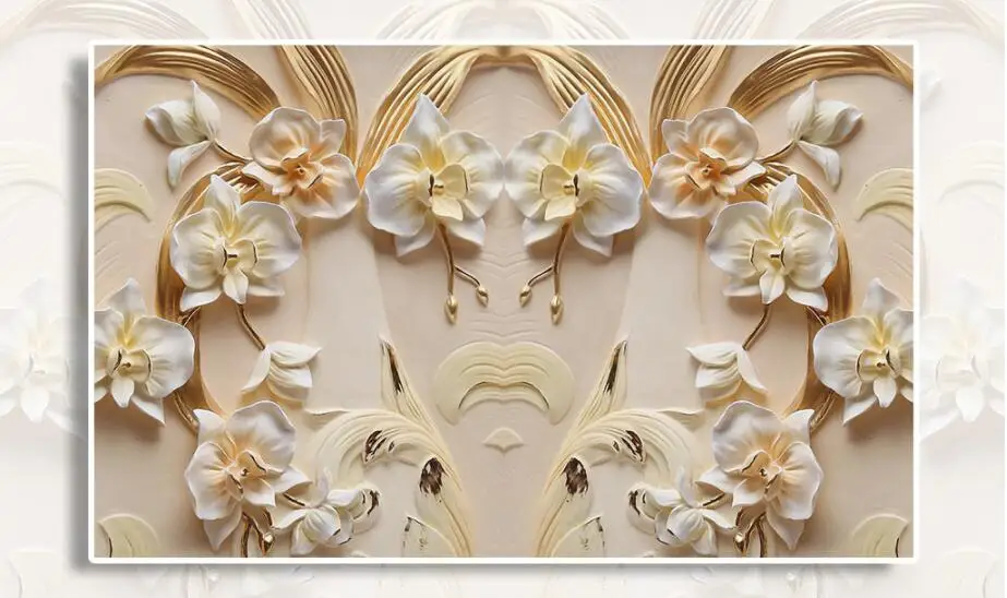 Beibehang обои 3d фреска на заказ гостиная спальня украшения дома 3D фаленопсис рельеф песчаник тиснением обои - Цвет: 16814009- wallpaper