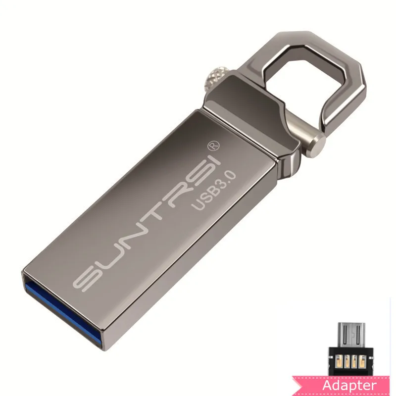 Suntrsi USB 3,0 128 ГБ USB флеш-накопитель 64 ГБ 32 ГБ флеш-накопитель Водонепроницаемый 16 Гб USB карта памяти высокоскоростной флеш-накопитель 8 Гб водонепроницаемый - Цвет: black with adapter