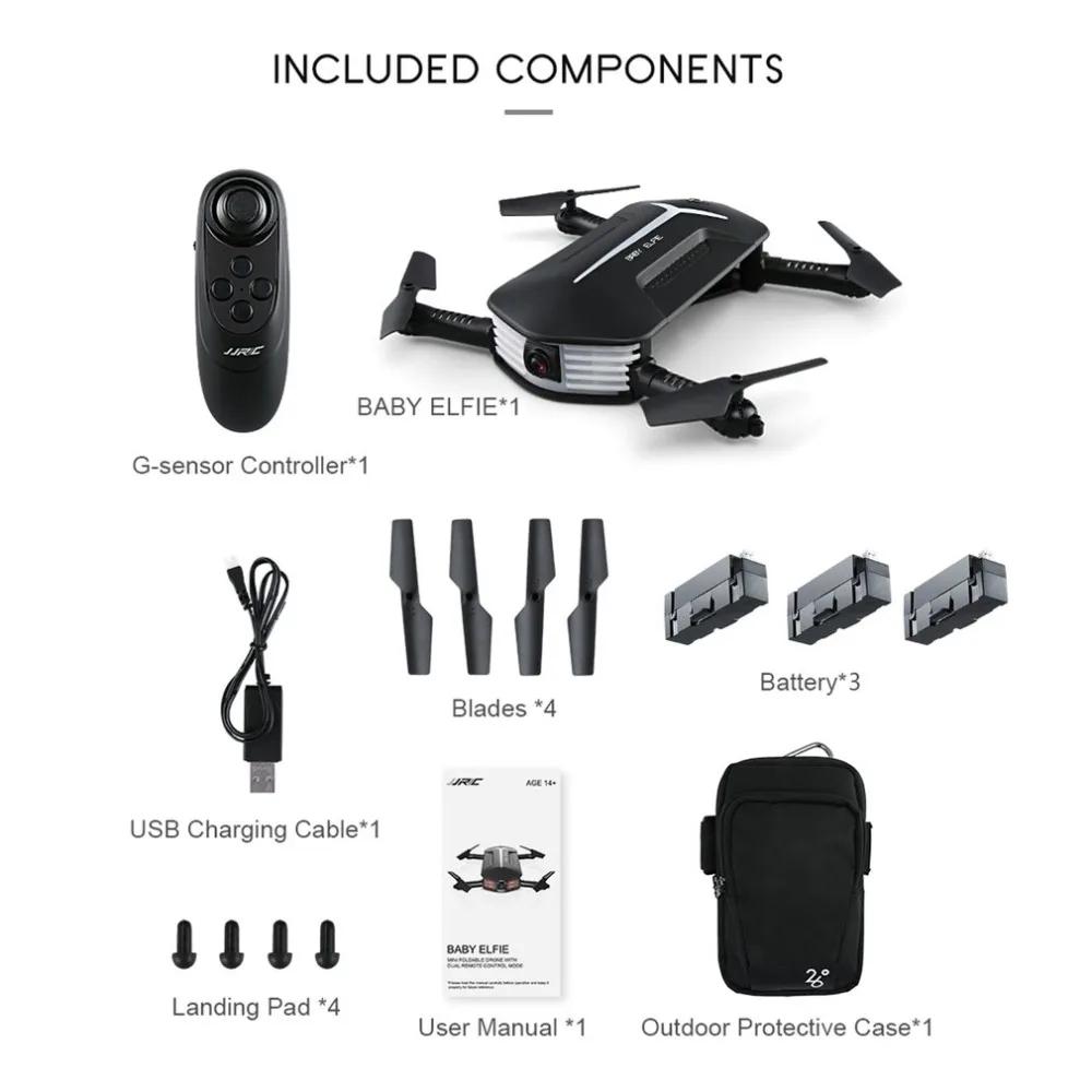 

JJR/C H37 Mini BABY ELFIE Drone 2.4G 4CH 6-Axis Wi-Fi FPV Foldable RC Quadcopter With 3 Batteries 720P Camera Altitude Hold