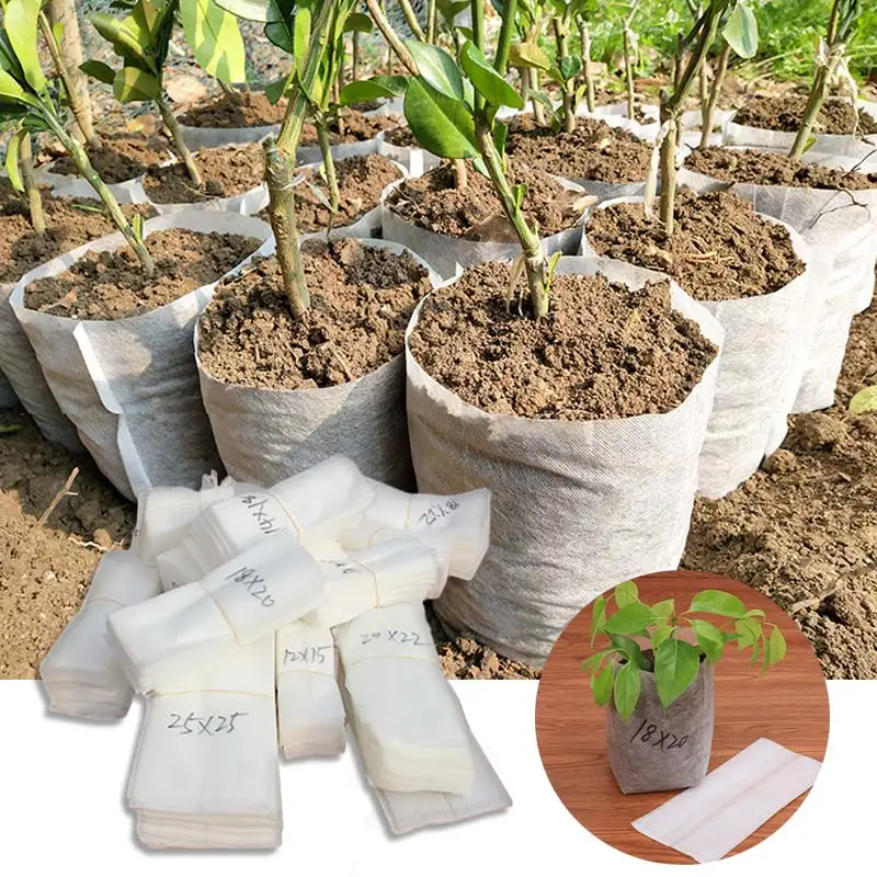 

100PCS/Lot Plant Grow Bags Different Sizes Nursery Bags Non-woven Seedling Pots Aeration Eco-Friendly Biodegradable