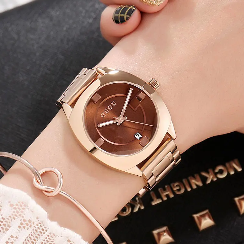 

Brand Luxury Rose Gold Women Watches Ladies Quartz Analog Clock Girl Casual Watch Women Steel Bracelet Wrist Watch Montre Femme