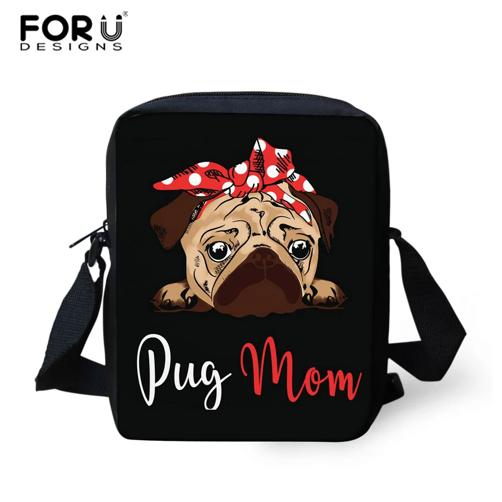 

FORUDESIGNS Bulldog Pug Dog Cute Black Women Messenger Bags Luxury Handbags Small Ladies Tote Shoulder Bags Casual Satchel 2018