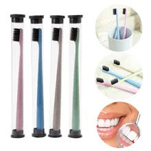 Бамбуковый уголь, пшеничная соломенная щетина, Мягкая зубная щетка, очиститель для зубов, щетка для макияжа