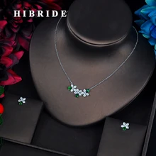 HIBRIDE beauty Marquised Cut CZ Ювелирные наборы кубический цирконий цепочка Кулон ожерелье набор Свадебная вечеринка ювелирные изделия аксессуары N-663