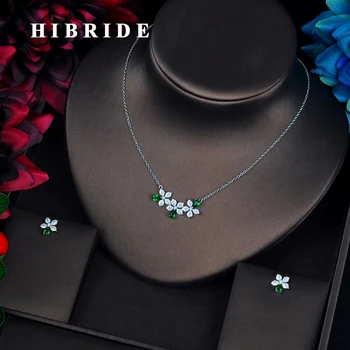 HIBRIDE Beauty Marquised Cut CZ Jewelry Sets Cubic Zirconia Chain Pendant Necklace Set Wedding Party Jewelry Accessories N-663