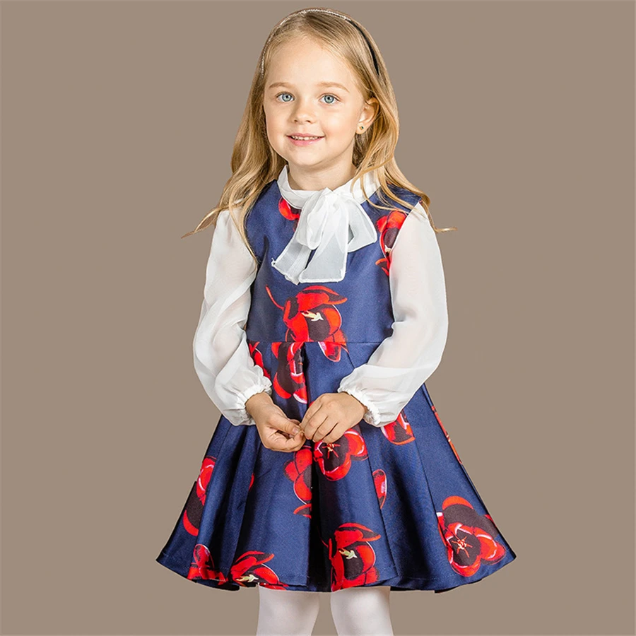 Girls Dress Fashion Spring Autumn Dress European Style Wedding Girls
