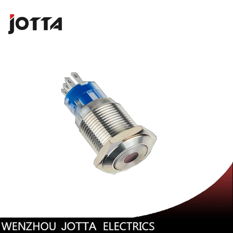 

GQ16F-11D 16mm 1NO 1NC momentary LED light Dot Lamp type metal push button switch with flat round
