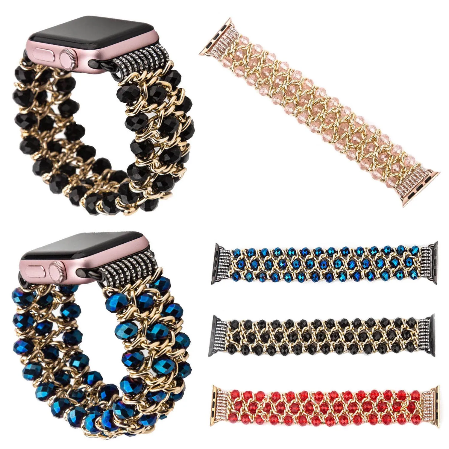 Stylish Agates Stretch Bracelet for Apple Watch Band 38mm 42mm