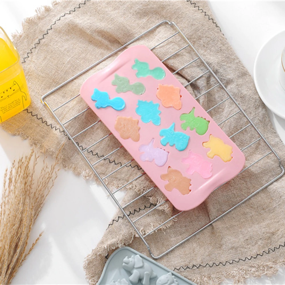 

12 Even Dinosaur Mold DIY Chocolate IKce Grid Mold Silicone Cake Silicone Mold Baking Tools 2 Colors Optional