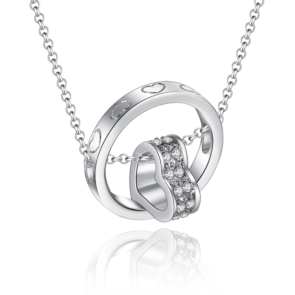 

New 2014 Heart Circle Pendants Heart Crystal Necklace with 45cm+5cm