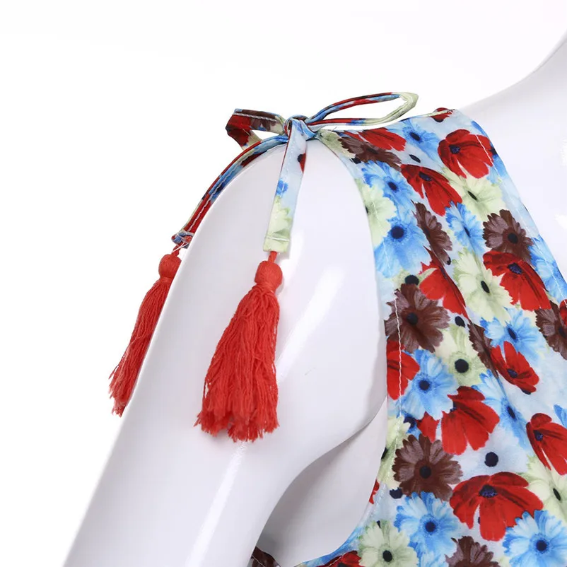 Fashion summer dress 2018 Beach dress Women Casual Floral Printed Bohemia Beach V-Neck Lace-up Long Maxi Cardigan Dress J12#N (5)