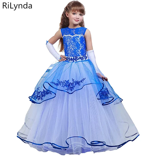 Buy BestGift Children's Long Tail Lace Flower Beading Princess Dress Girl  Performance Elegant Party Birthday Evening Lady Dresses Online at  desertcartINDIA