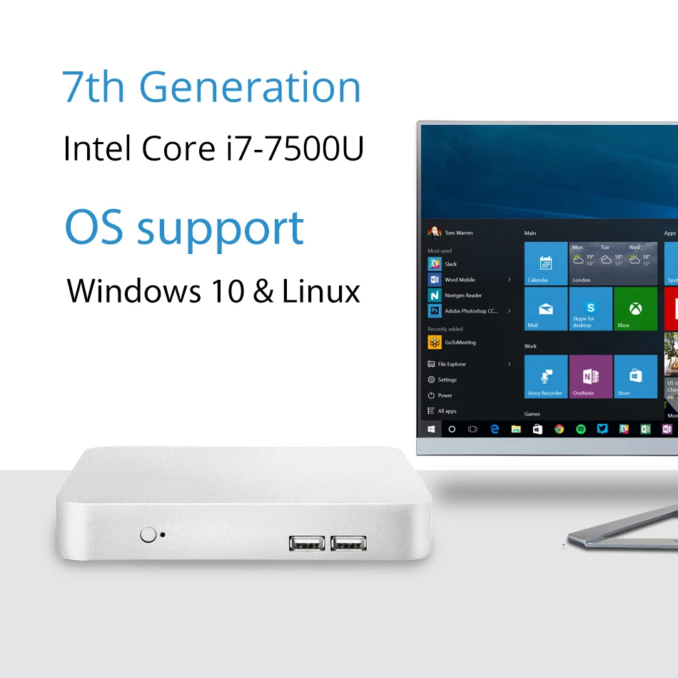 Mini PC Intel Core i7 7500U i5 7200U i3 7100U Windows 10 4K HTPC Gigabit Ethernet 300M WiFi HDMI VG