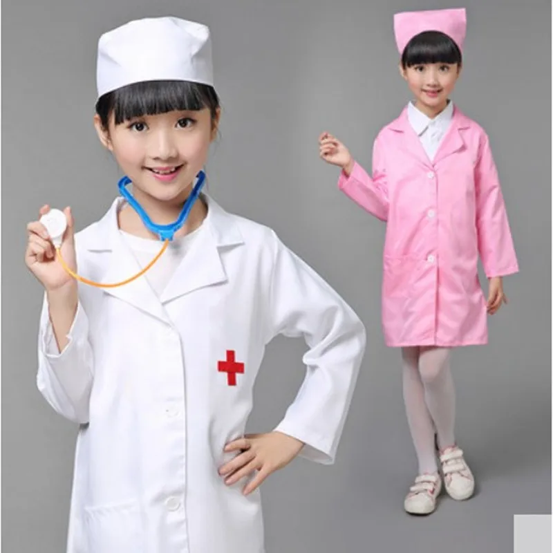 Children Cosplay Performance Role Play Costume Doctors Vocational Nurse
