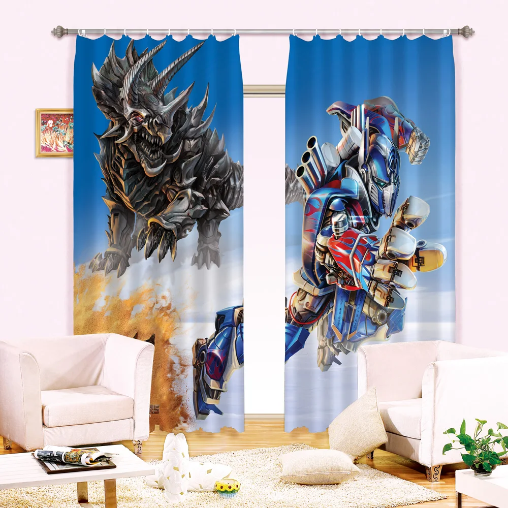 

3 layers of plant tissue black silk curtain fabric printing Transformers Bumblebee Digital 3D