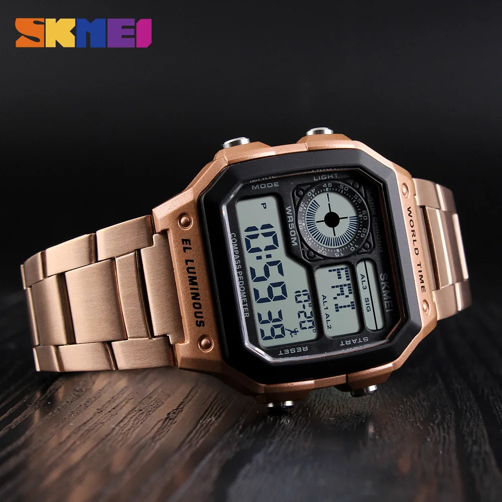 Спортивные часы SKMEI мужские цифровые модные с компасом Chrono наручные новинка erkek kol
