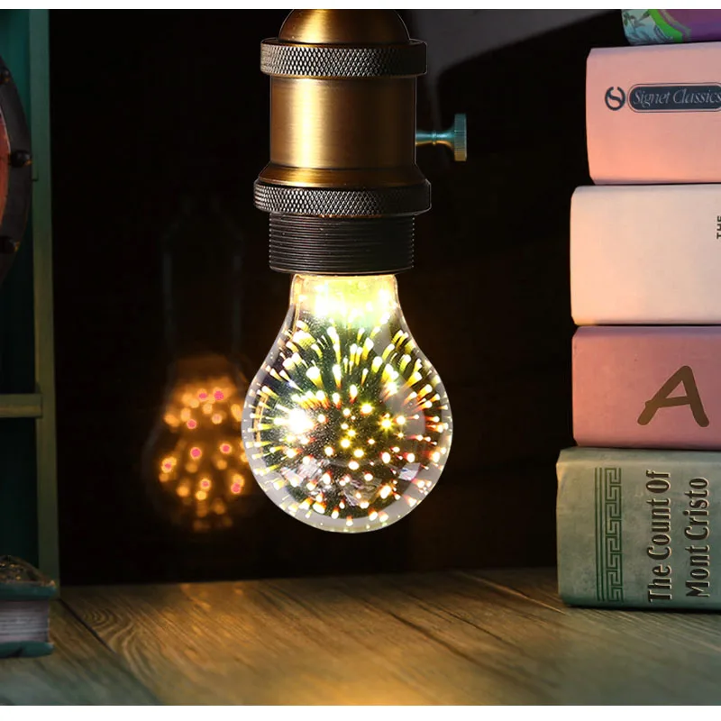 Colourful 3D Star Shine LED Edison Bulb E27 LED Lamp 220V Retro Filament Light Silver Glass Bulb 3w 5w Candle Lamparas Bombillas Colourful 3D Star Shine LED Edison Bulb E27 LED Lamp 220V Retro Filament Light Silver Glass Bulb 3w 5w Candle Lamparas Bombillas