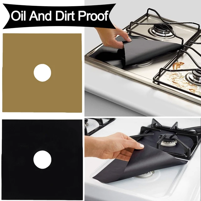 4Pcs Gas Stove Protectors Reusable Gas Stove Burner Cover Liner Mat Pad
