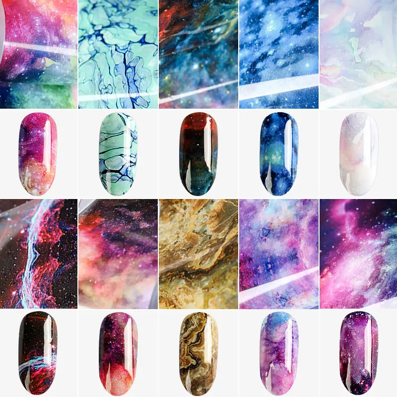 HNUIX 10 colours Nail Art star transfer paper hot sale Rainbow sky Japanese style nail foil sticker nail polish adhesive sticker