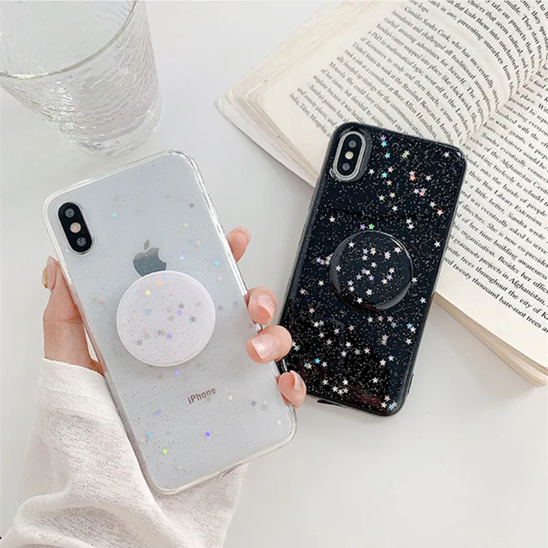 Блестящий складной чехол подставка со звездами для iphone 11 11Pro XS Max X XR 7 8 6 6s Plus