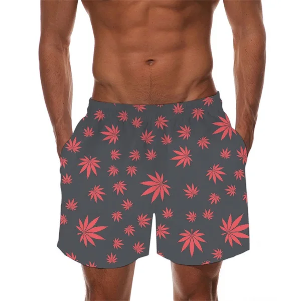 INSTANTARTS Tropical Hemp Weed Leaves/Maple Leaf Pattern Man's Swimming Trunks Beach Board Shorts Quick Dry Sports Swim Suits - Цвет: HMF918Z34