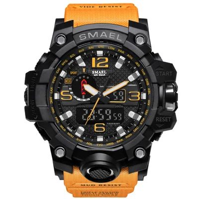 SMAEL мужские s часы аналоговые кварцевые часы мужские спортивные часы мужские s Shock Военные часы водонепроницаемый светодиодный цифровые наручные часы Masculino - Цвет: orange