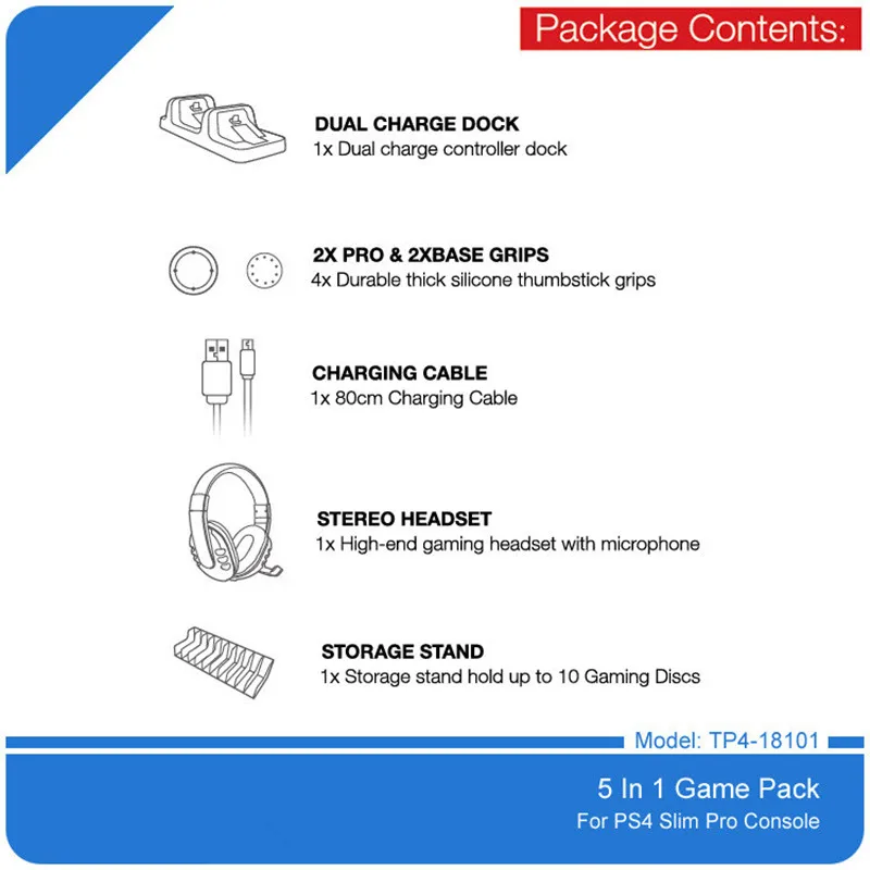 PS4 Slim Gaming Headset 3 5mm Stereo Headset with Microphone Noise Reduction Charger stand Game Disc Storage Stand thumbstick
