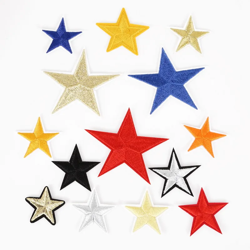

5pcs Five-pointed star Patch Embroidered Chinese Characteristic Patches Hippie Iron On Appliques For Clothing Backpack Ornament
