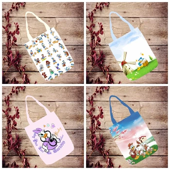

IVYYE 1PCS Donald Duck Couple Fashion Anime Canvas Shoulder Bags Casual Shopping Bag Tote Handbag Travel Lady Girls New