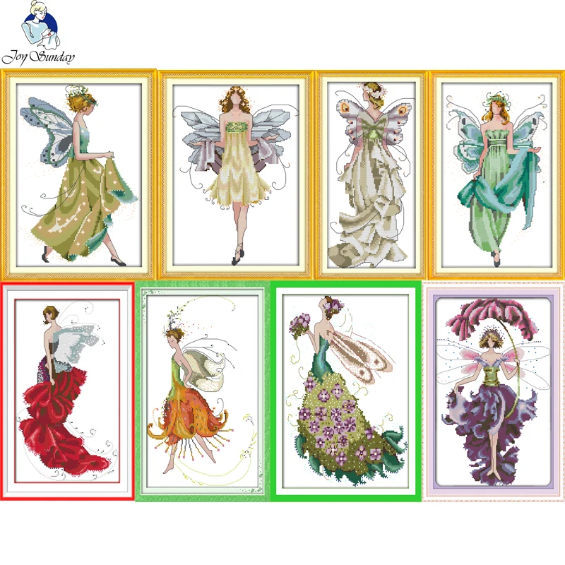 

Joy Sunday Flower fairy Series Pattern Cross Stitch Kits 11CT Printed Fabric 14CT Canvas DMC Cross-stitch Factory Wholesale