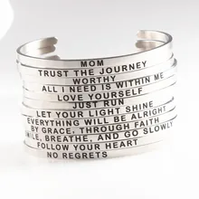 Silver Stainless Steel Engraved Message Bracelet Personalized Positive Inspirational Letter Bracelet & Bangle For Women Silver Stainless Steel Engraved Message Bracelet Personalized Positive Inspirational Letter Bracelet & Bangle For Women