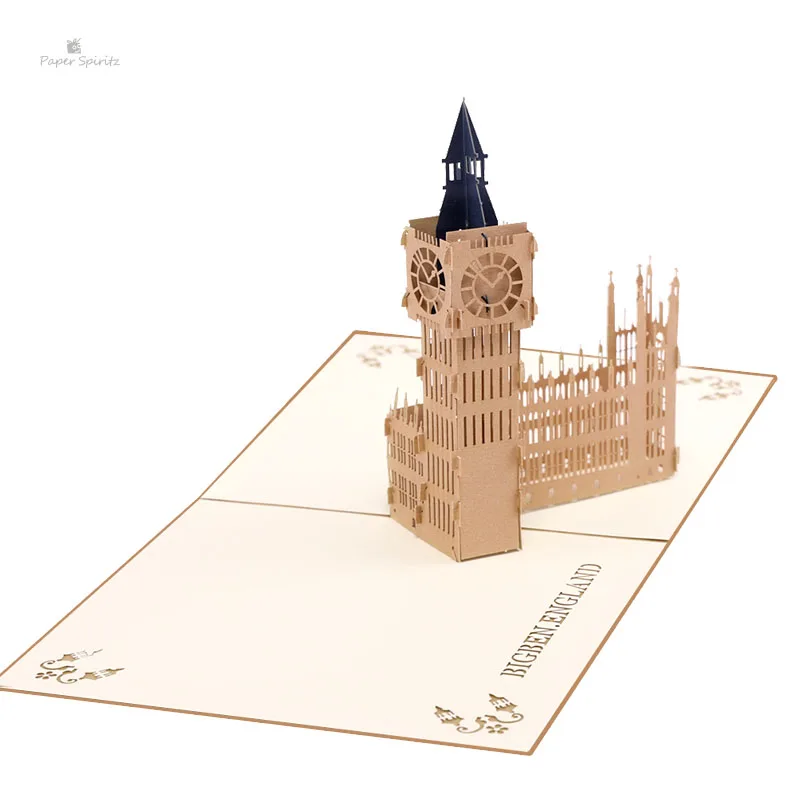 Бумажная 3d открытка SPIRITZ laser Big Ben с конвертом пустые приглашения поздравительные
