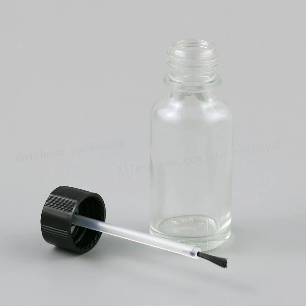 200 x 5ML 10ML 15ML 30ML Clear Refillable Glass Essential Bottle With Brush Cap Nail Polish Bottle Transparent Glass Nail