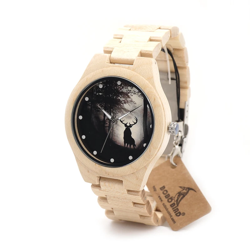 BOBO BIRD Maple Wooden Watches Mens Luxury Brand Quartz Clock Simplified All Wood Classic Band Wristwatches for Men