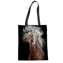 FORUDESIGNS Crazy Horse складная сумка для покупок из парусины Экологичная Ткань Многоразовые женские пляжные сумки с принтом большие сумки для продуктов