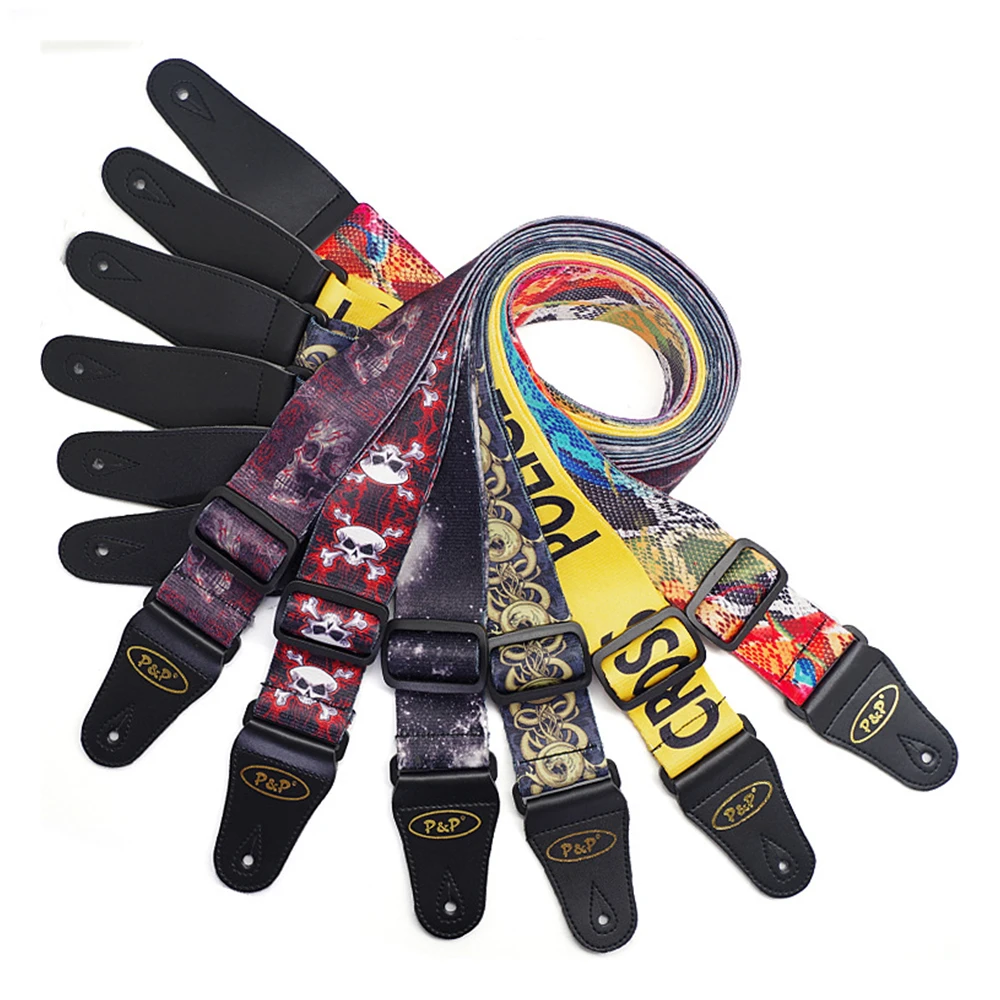 Soft Polyester For Acoustic Electric Guitar and Bass Strap Cool Pattern